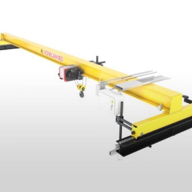 Yellow overhead crane by Konecranes.