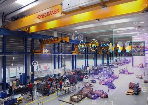 一个视图从工厂使用Konecranes起重机。尤文图斯官方区域合作伙伴