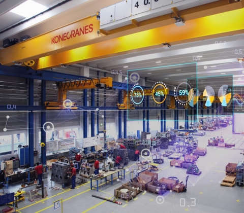 一个视图从工厂使用Konecranes起重机。尤文图斯官方区域合作伙伴