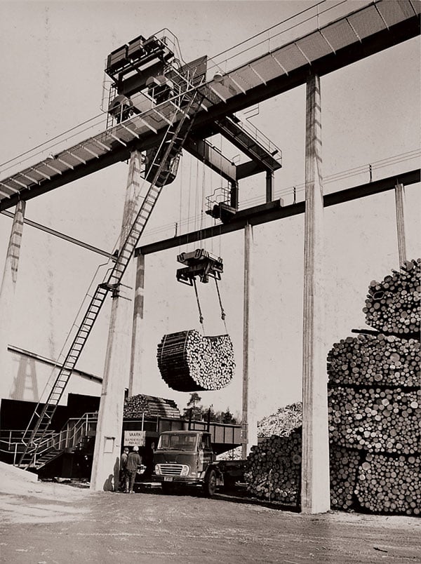 通力起重机散装物料处理原木，芬兰，1970年